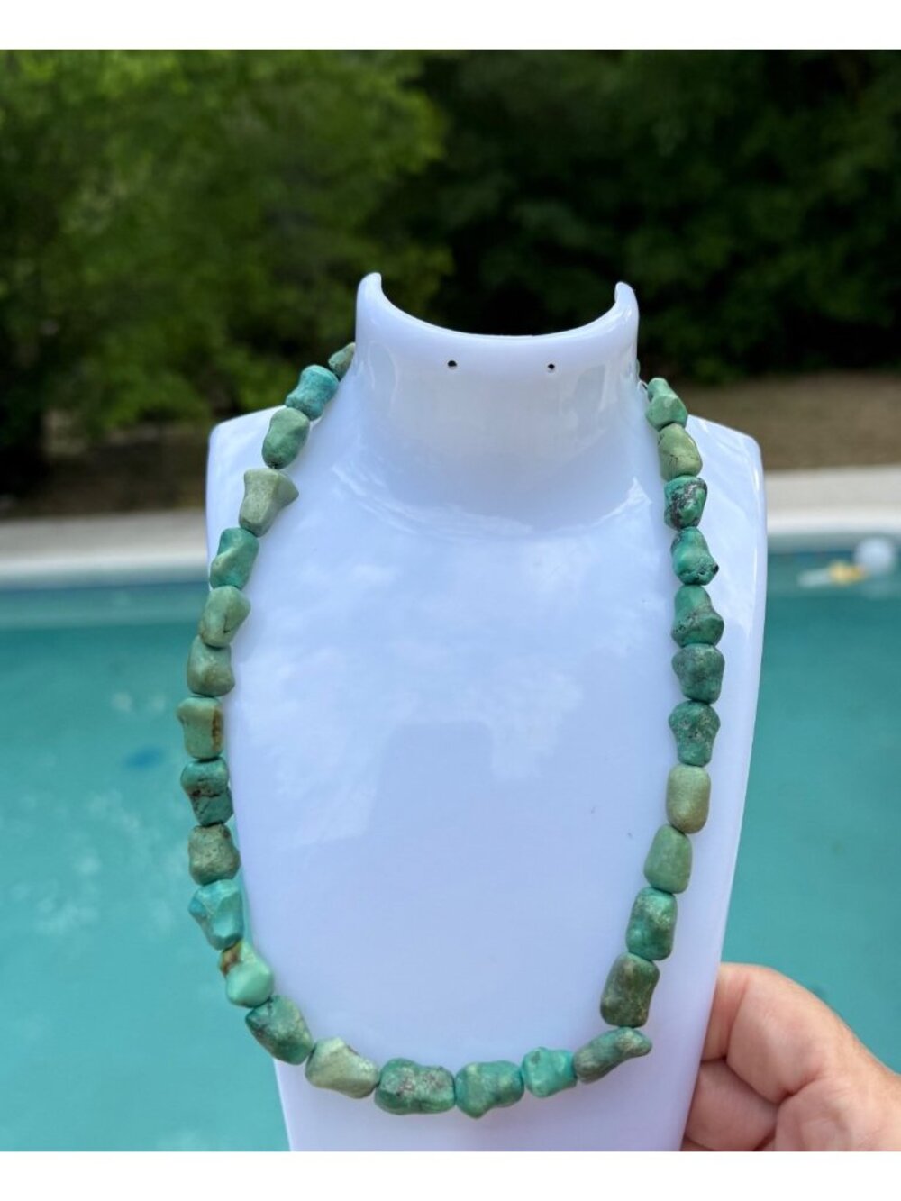 HSN David Aubrey Natural Turquoise Nugget Necklace Toggle Clasp boho southwest